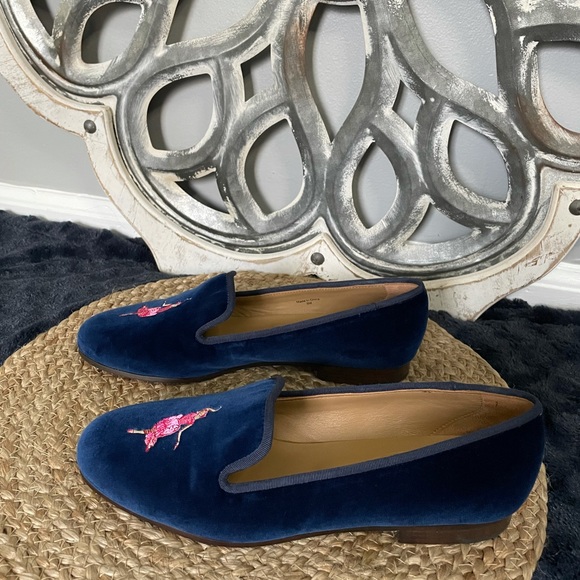 Journey West Navy Blue Velvet Loafers - Picture 5 of 8